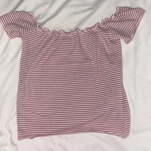 Brandy Melville Pink and White Striped Top